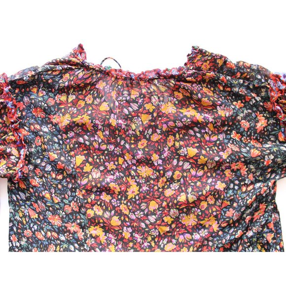 Anthropologie Helene Tunic Dress / Small / Black Floral Sheer Flowy - Picture 8 of 10